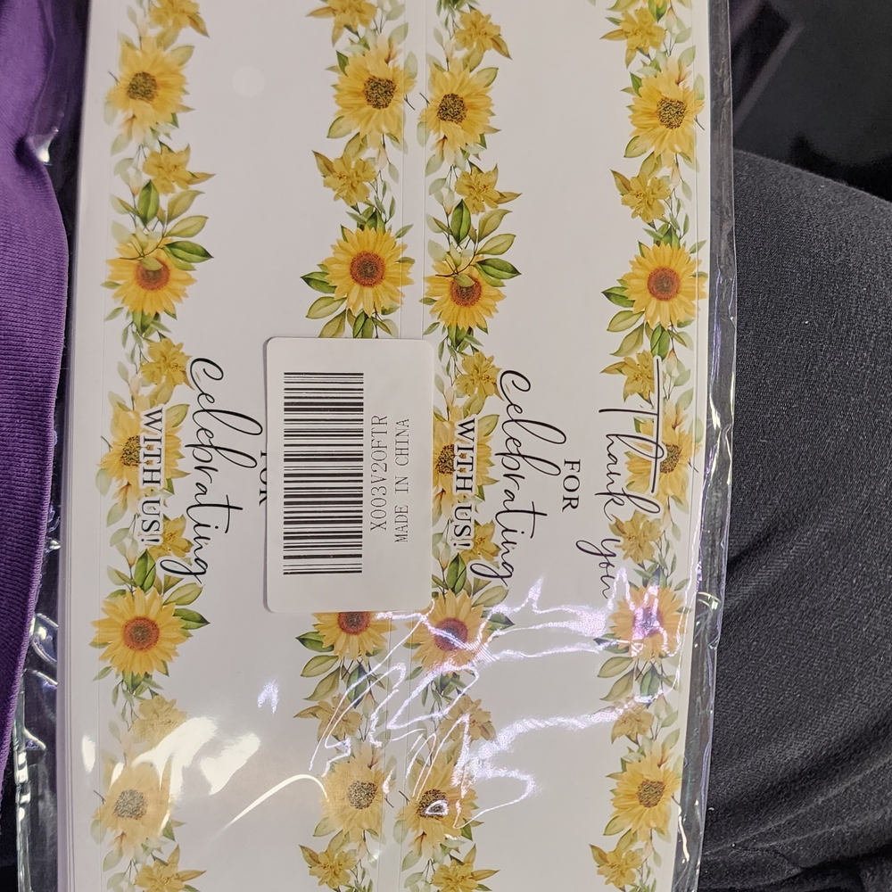 Sunflower Thank You Party Labels